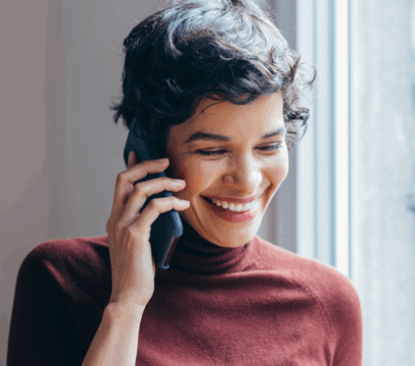 Happy woman on phone
